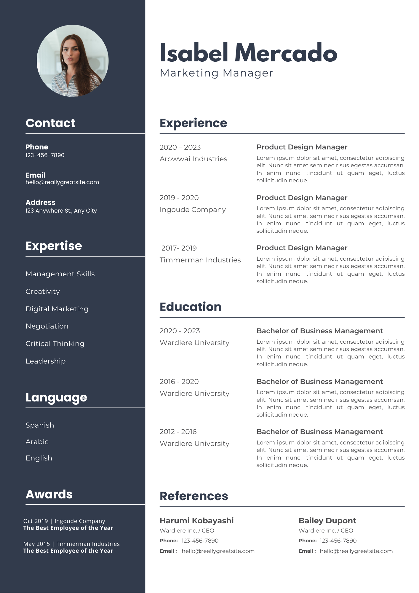 Minimalist resume template